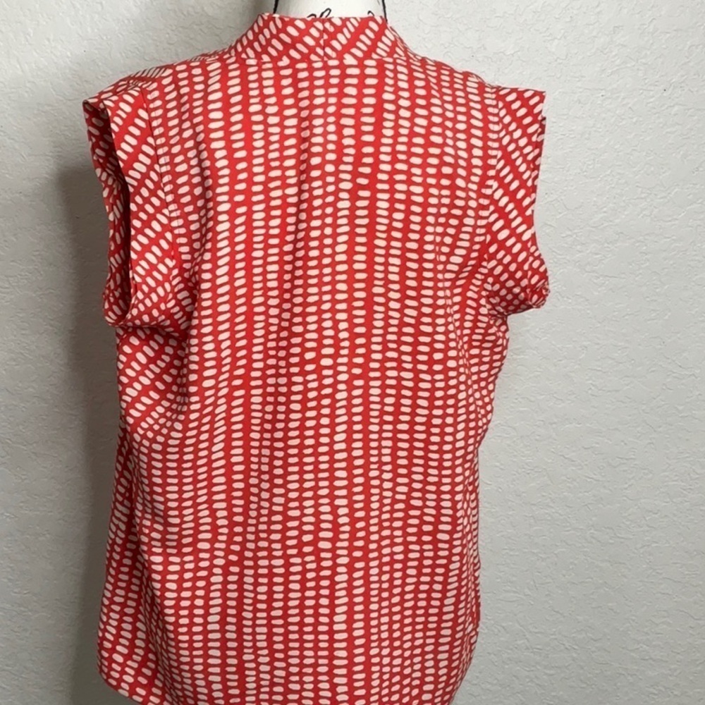 203- Cabi NWOT Orange & White Short Sleeve Top Size M 100% Polyester - Picture 3 of 6